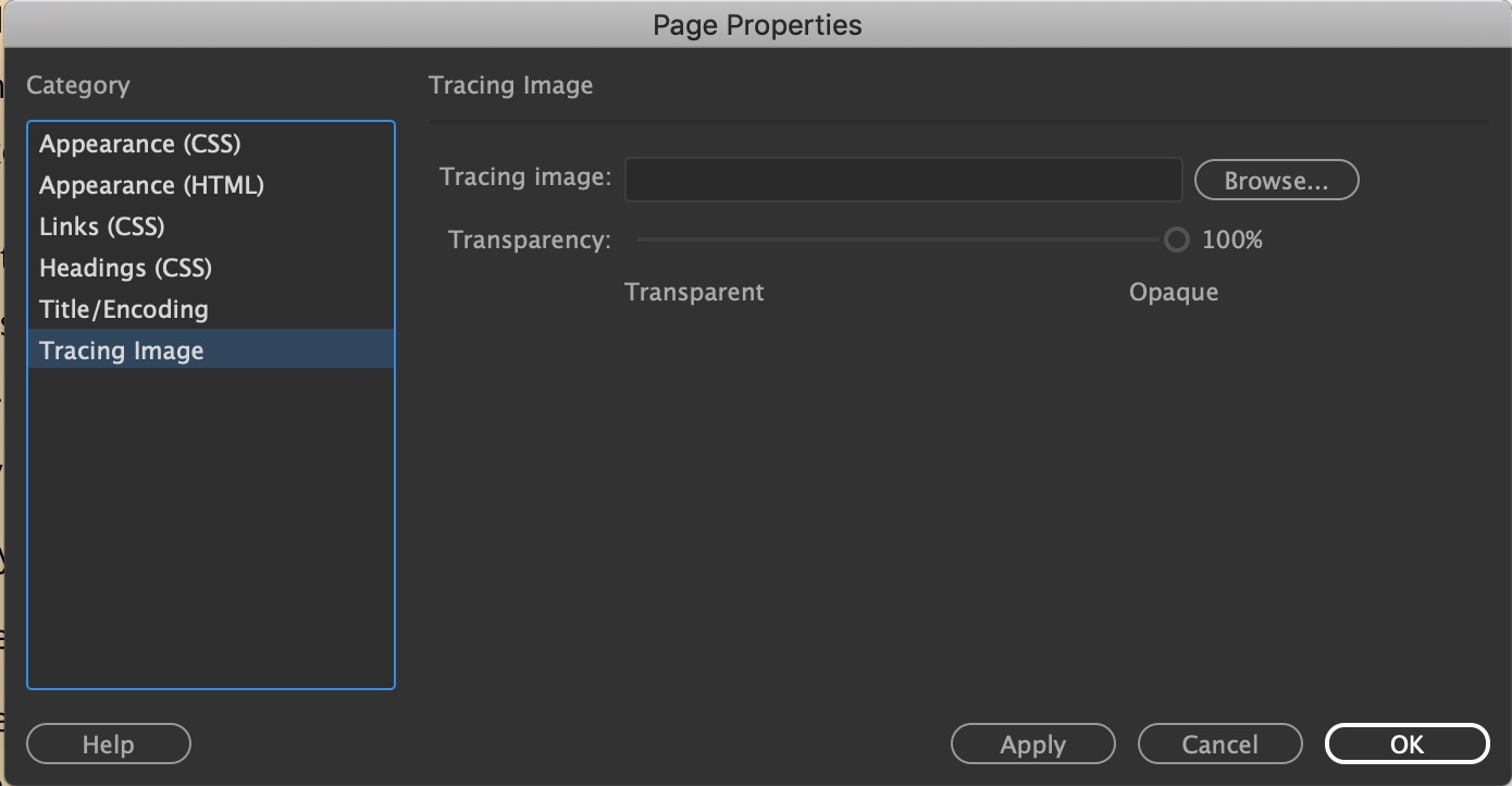 Page Properties dialog box