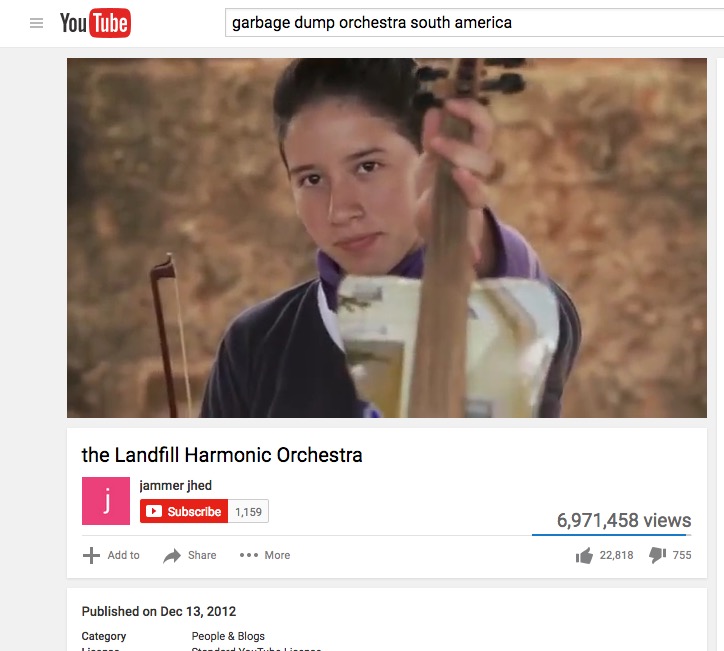 YouTube video of the Landfill Harmonic Orchestra