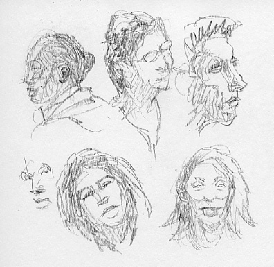 Faces in a bar while I was eating pizza and concepting for Concepting class